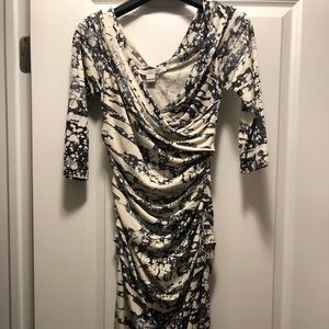 White, grey and blue DVF dress
